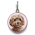 Brown Cockapoo Dog Tag - Pink