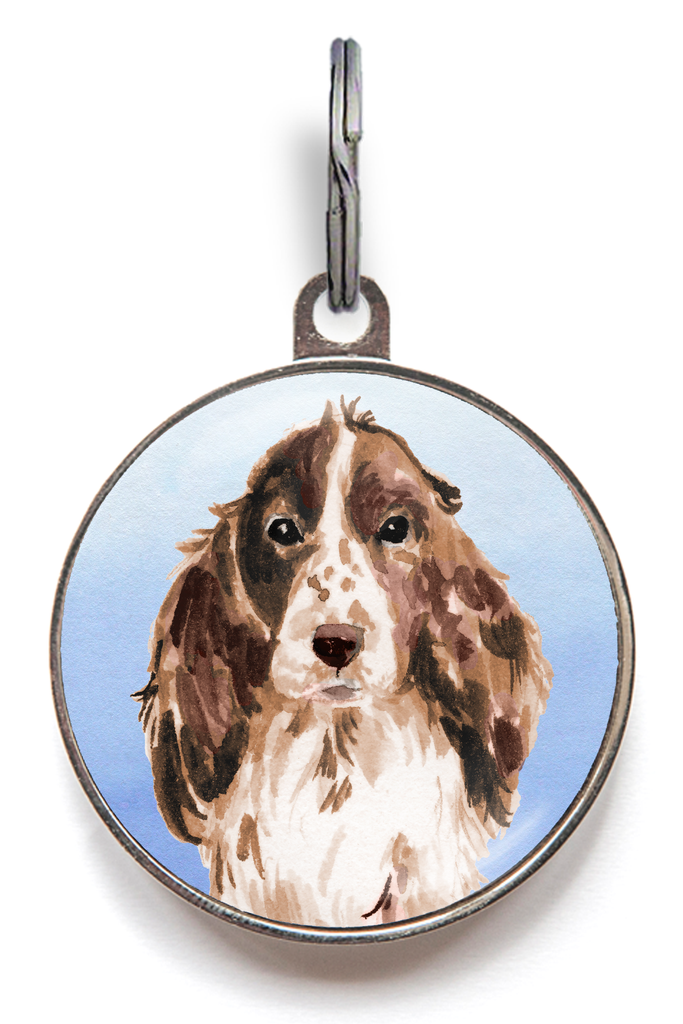 Brown Cocker Spaniel Dog Tag - Blue