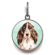 Brown Cocker Spaniel Dog Tag - Green
