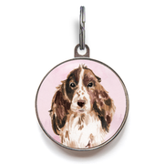 Brown Cocker Spaniel Dog Tag - Pink