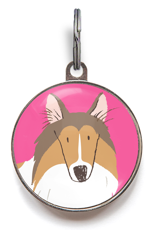 Collie Dog ID Tag - Brown And White