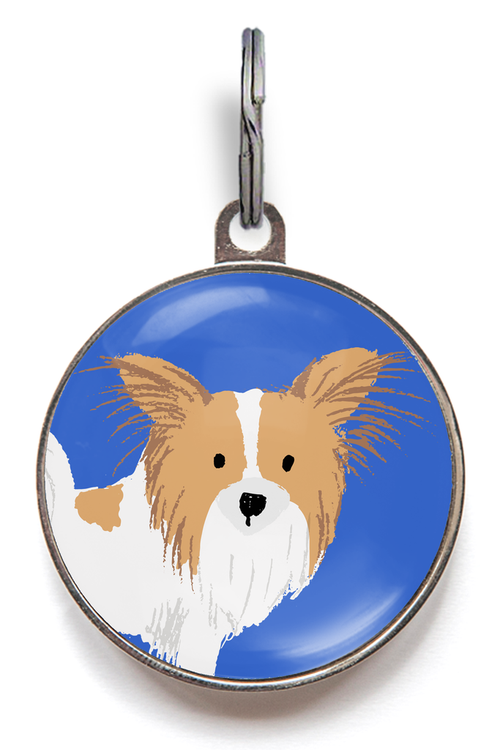 Papillon Dog ID Tag - Brown And White Papillon