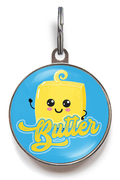 Butter Dog Tag For Dogs & Cats - Cute block of butter against a colourful background, featuring your pet's name