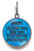 Add your contact information to the back of Cheesy Pet Tag