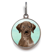 Chocolate Labrador Dog Tag - Green