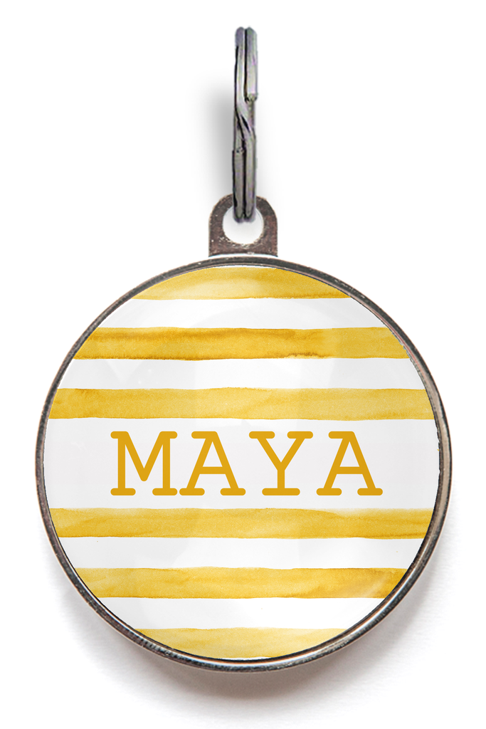Yellow Coastal Stripes Pet Tag