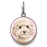 Cream Cockapoo Dog Tag - Pink