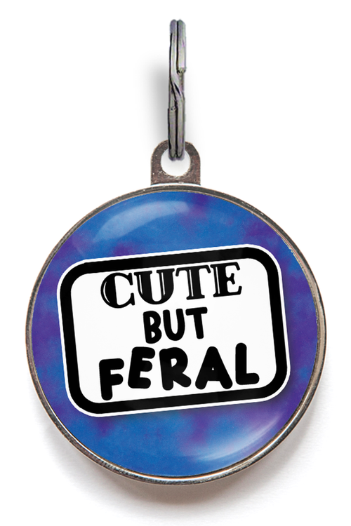 Funny Dog Tag - Cute But Feral Pet Tag