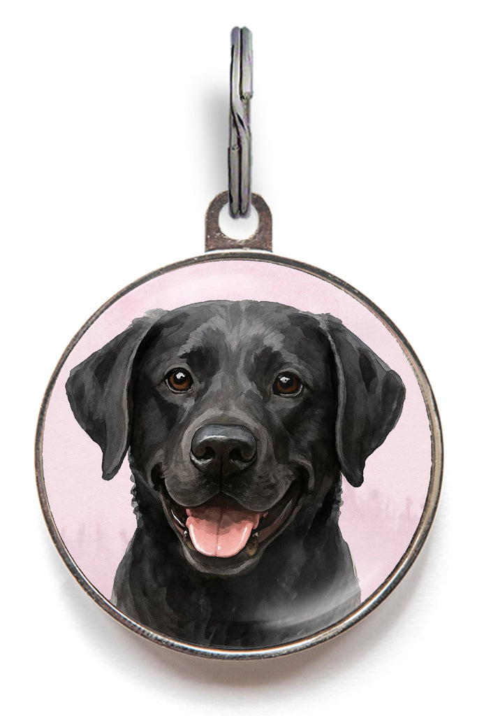 Black Labrador tag for dogs – lightweight and waterproof ID tag with front breed design and back text area