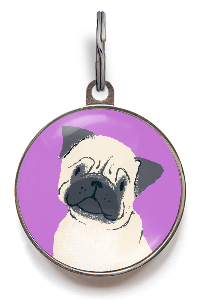 Fawn Pug Dog ID Tag