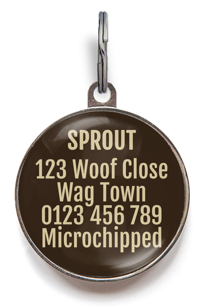 Back of forest sunset dog tag - can be personalised with up to 5 lines of text