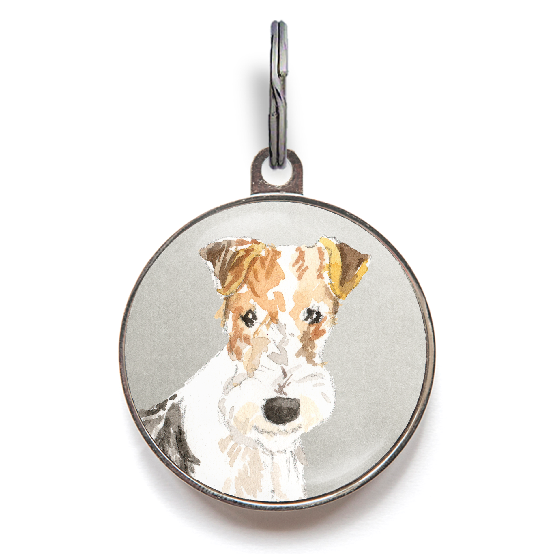 Fox Terrier Dog Tag - Grey