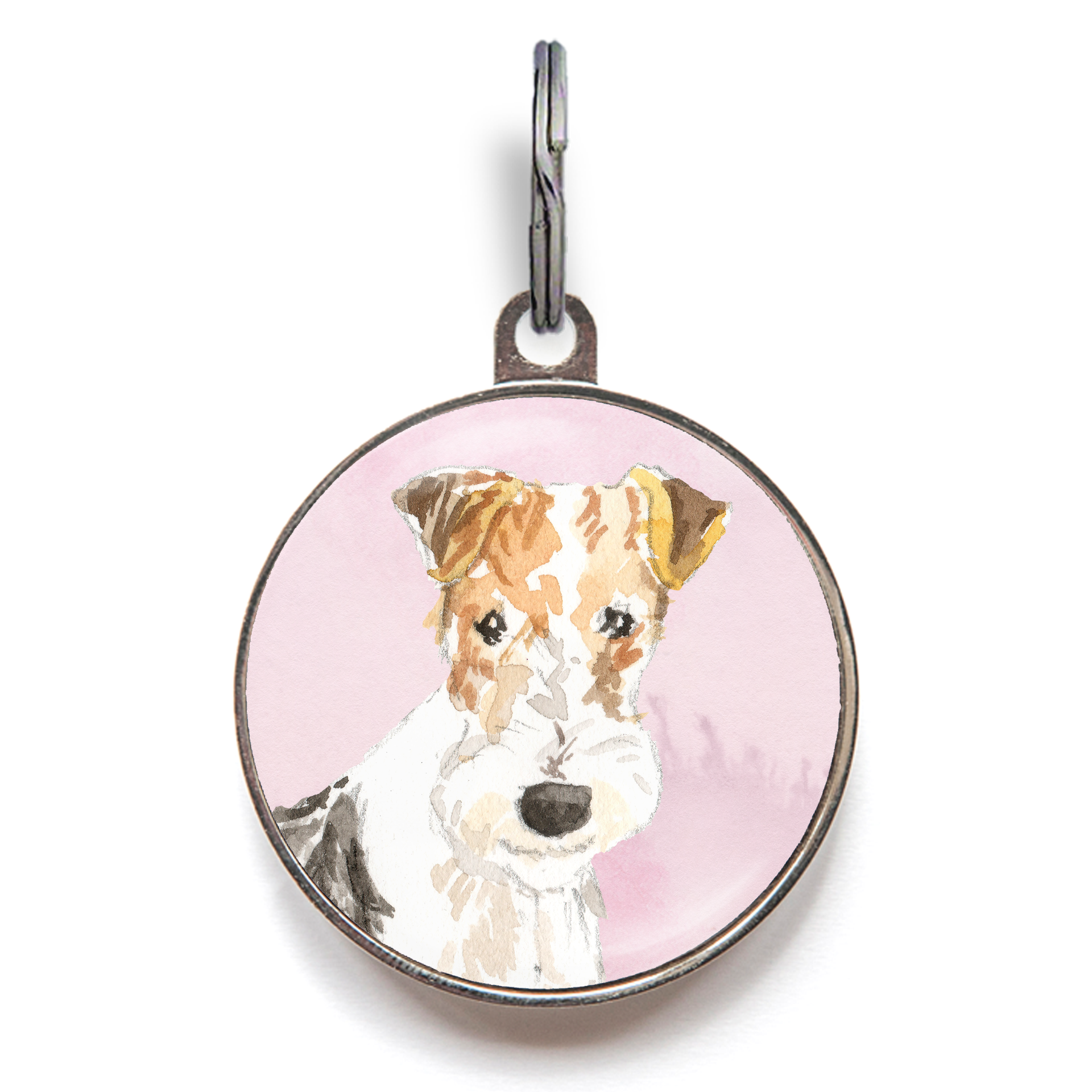 Fox Terrier Dog Tag - Pink