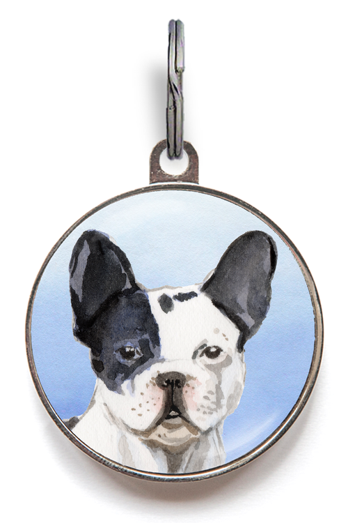 French Bulldog Black And White Dog Tag