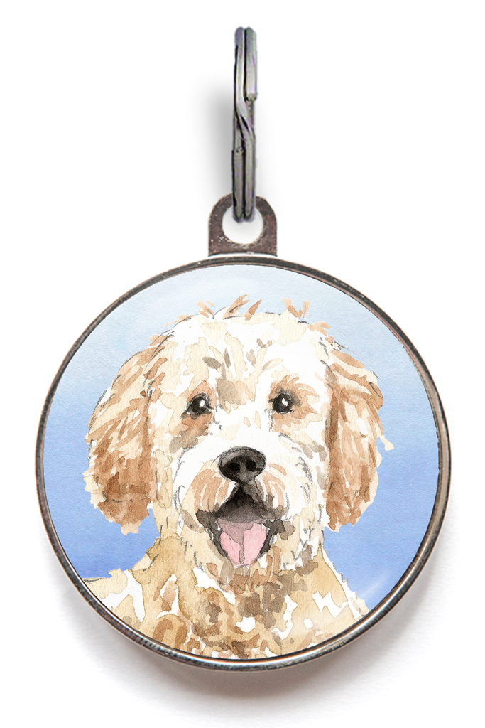 Golden Doodle Dog Tag - Blue