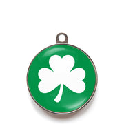 Green classic clover dog ID tag with white shamrock icon