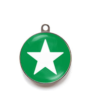Green star dog ID tag with white star icon