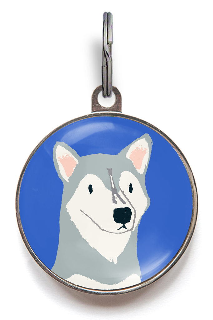 Grey Husky Dog ID Tag