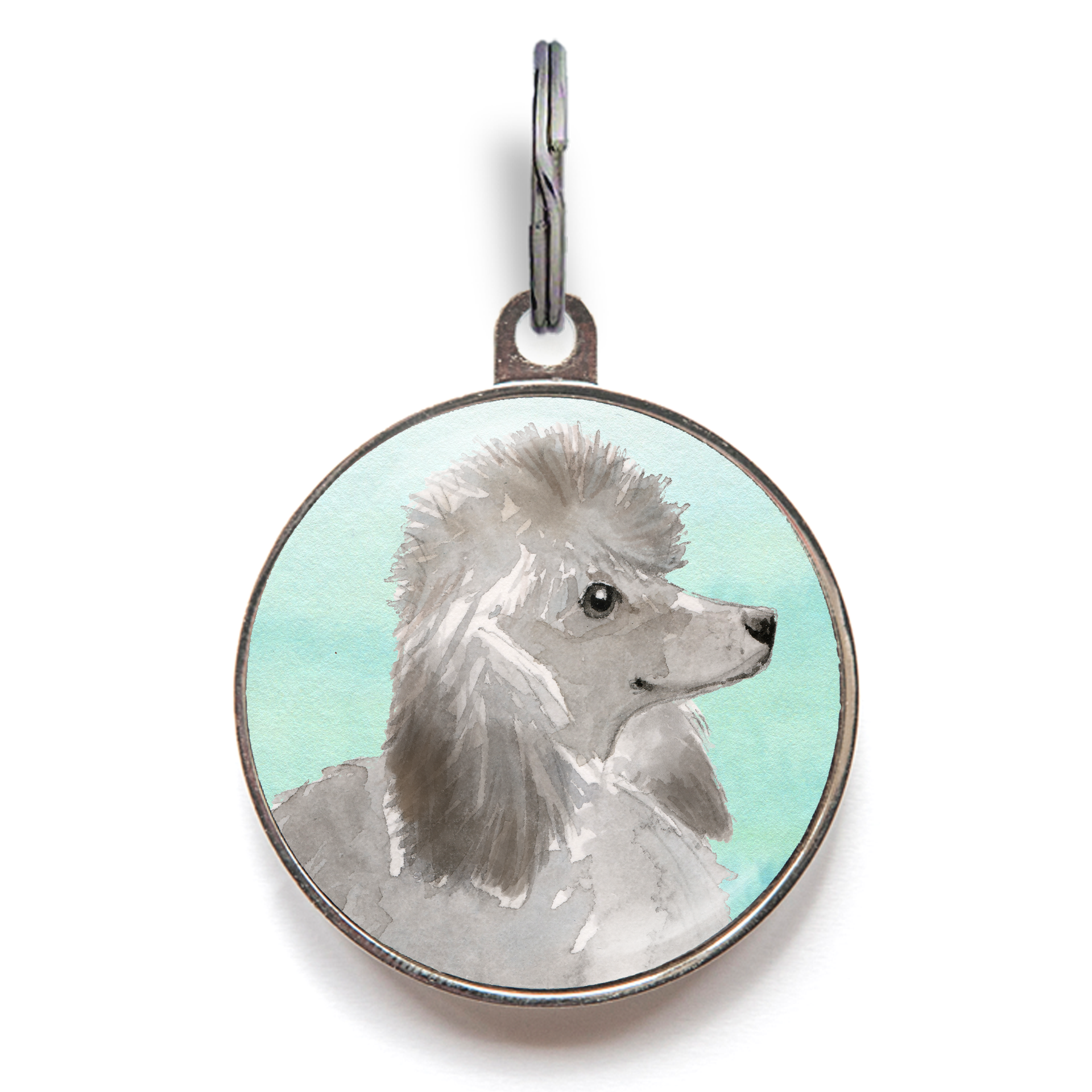 Grey Poodle Dog Tag - Green