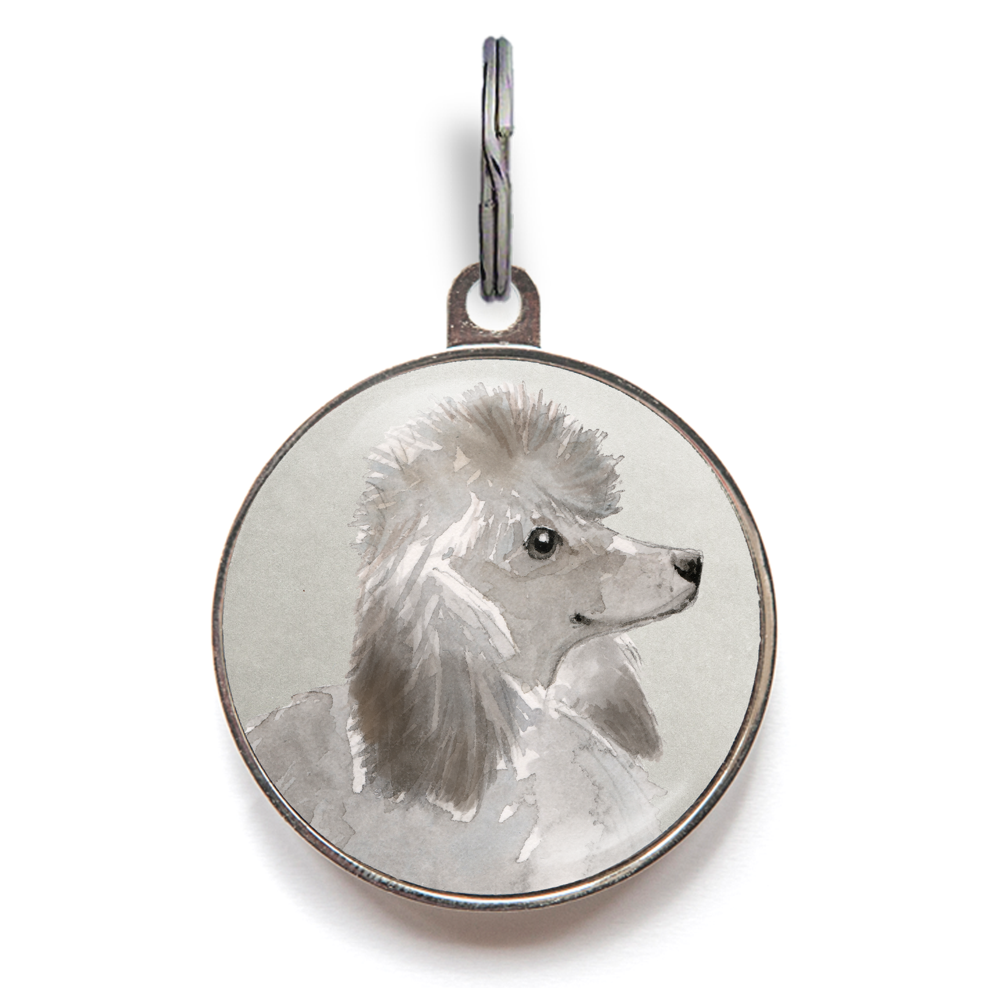 Grey Poodle Dog Tag - Grey
