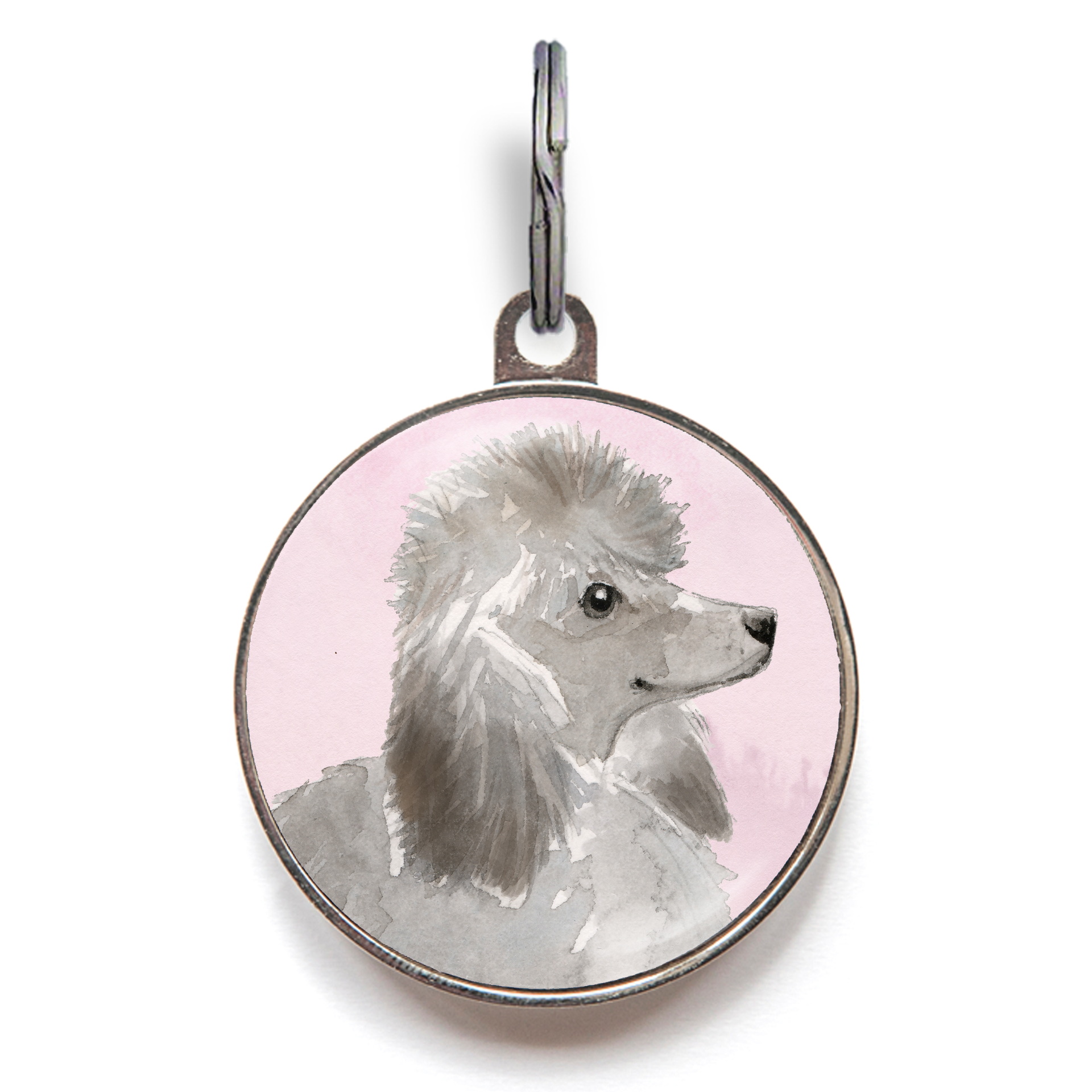 Grey Poodle Dog Tag - Green