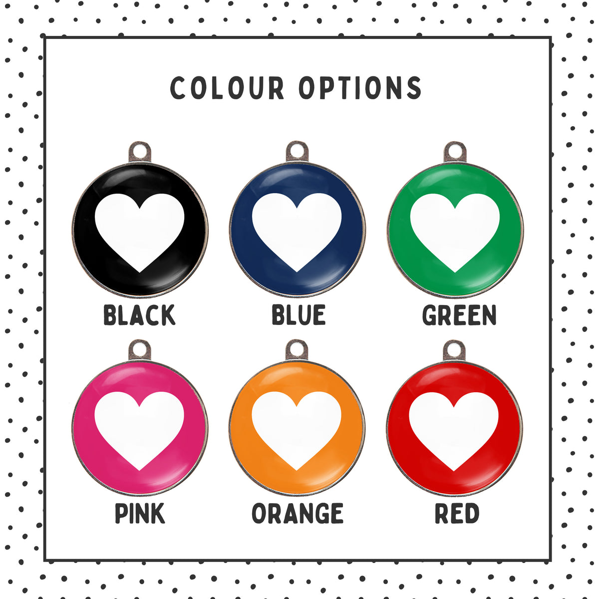 Heart Pet Tag Colour Chart