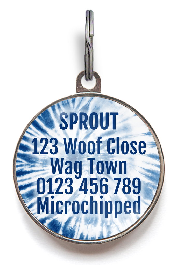 Indigo Blue Tie Dye Dog Tag