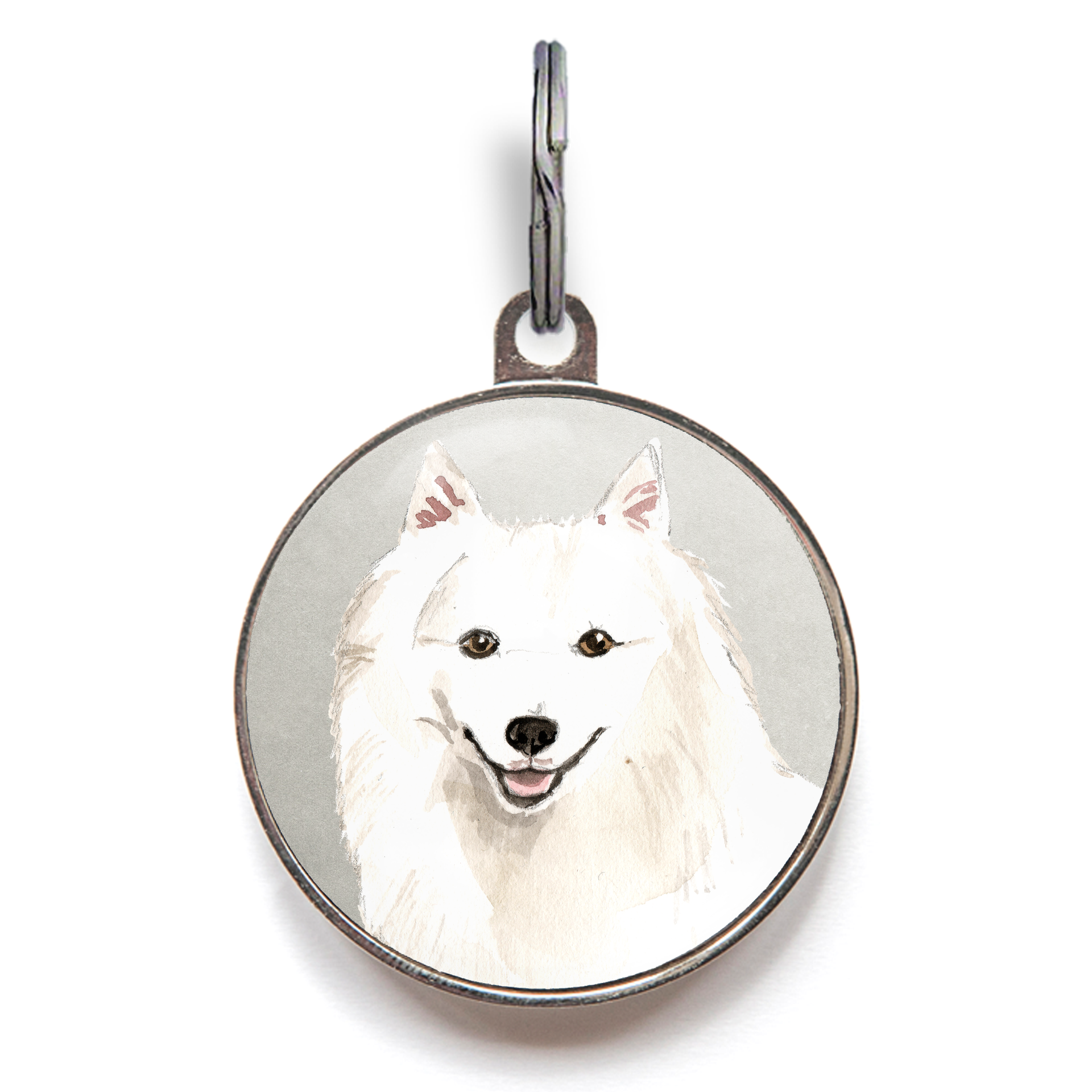 Japanese Spitz Dog Tag - Grey