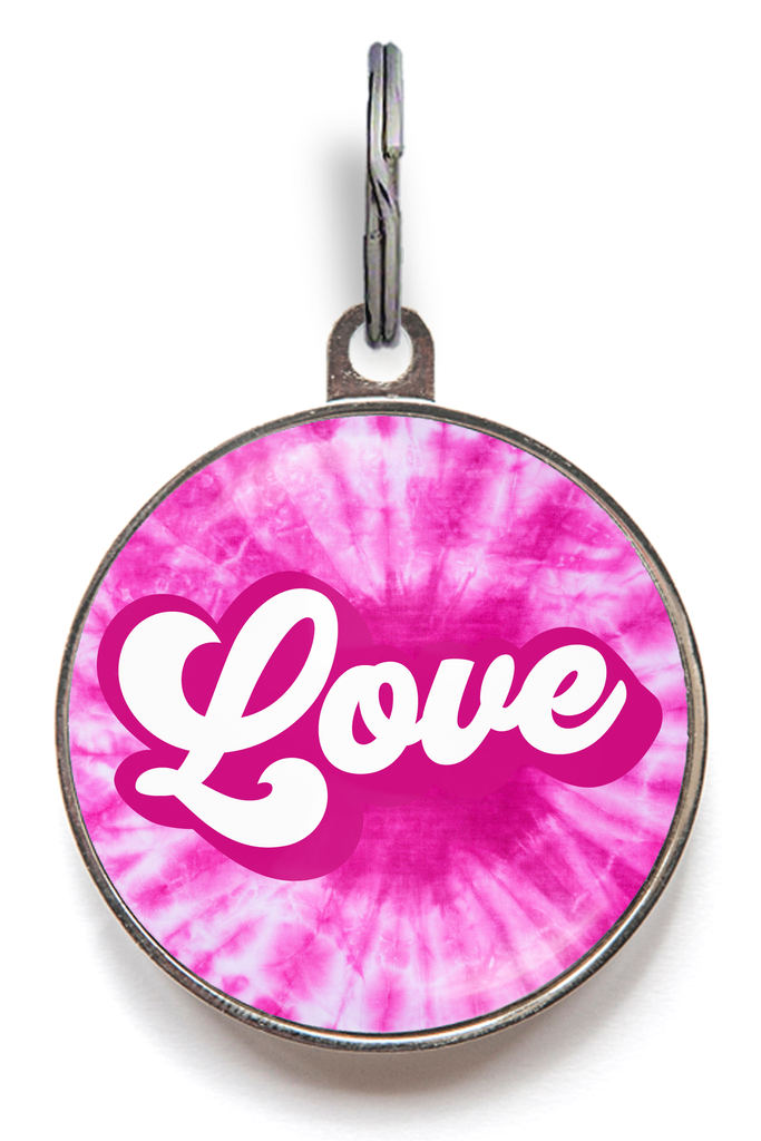 Pink Tie Dye Dog Name Tag