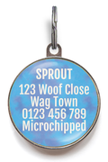 Back of Marshmallow Dog tag with enough space to fit up to 5 lines of important contact information