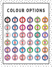 36 Colour options for a medical dog tag