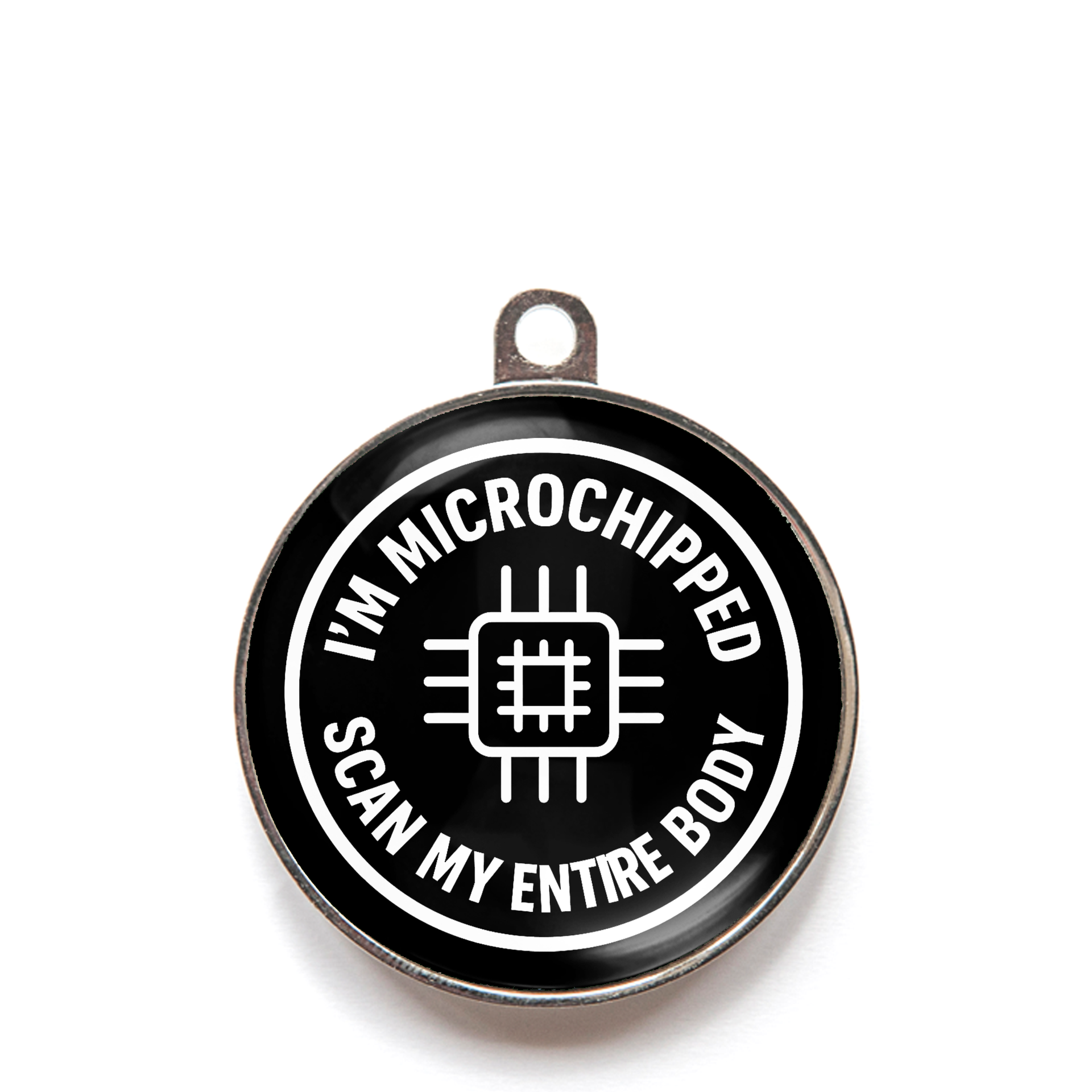Black scan my entire body microchipped dog ID tag