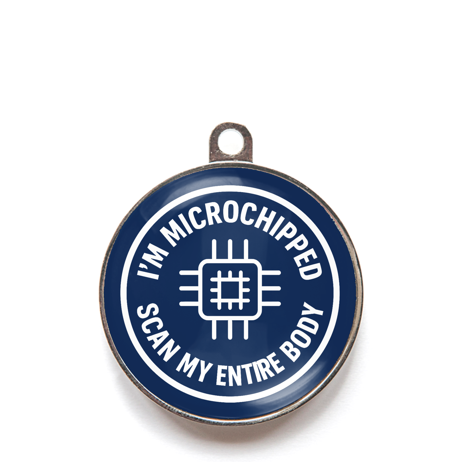 Blue scan my entire body microchipped dog ID tag