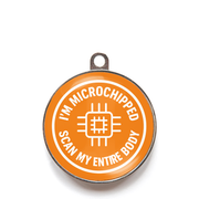 Orange scan my entire body microchipped dog ID tag
