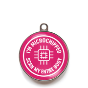 Pink scan my entire body microchipped dog ID tag