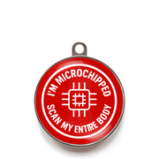 Red scan my entire body microchipped dog ID tag