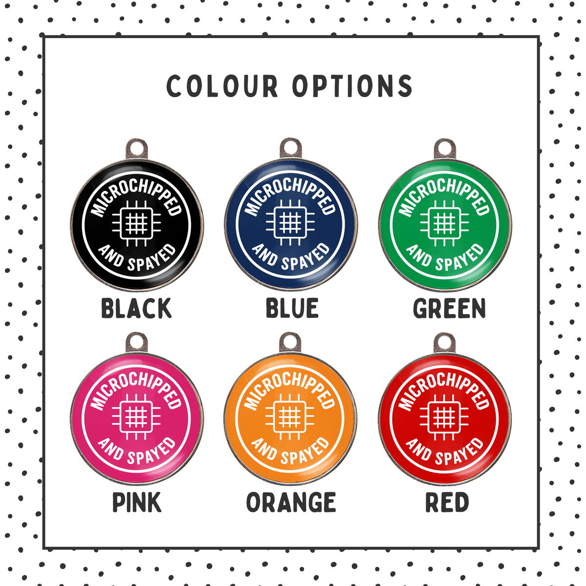 Colour chart for microchipped and spayed dog tag