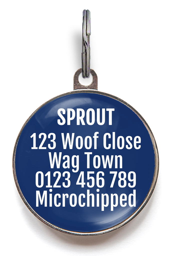 Back of free beer pet tag. Add up to 5 lines of personal information to get your pet home faster.