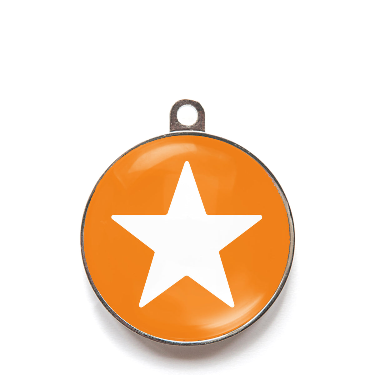 Orange star dog ID tag with white star icon