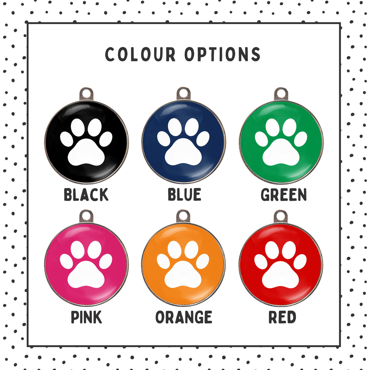 Colour chart for pawprint pet tag