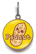 Peanut Dog Tag For Dogs & Cats - Featuring a cute smiling peanut on a colourful background. Add your pet's name to truly personalise it.