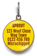 Back of Peanut Pet Tag, add up to 5 lines of your contact information