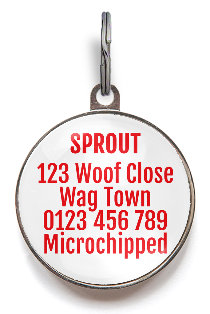 Peppermint Candy Pet Tag can be personalised with up to 5 lines of text on reverse.
