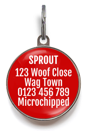 personalised medical dog tag with Addison’s disease information and contact details