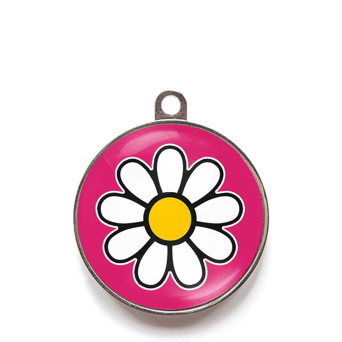 Pink daisy dog tag