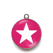 Pink star dog ID tag with white star icon