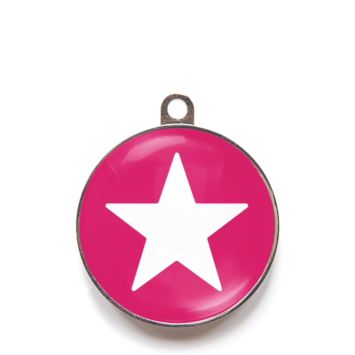 Pink star dog ID tag with white star icon