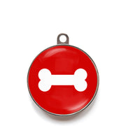 Red classic bone dog ID tag with white bone icon