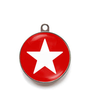 Red star dog ID tag with white star icon