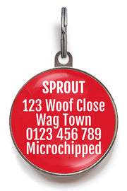Back of microchipped - info on back pet tag